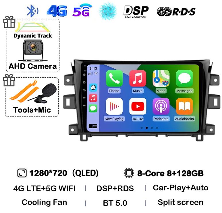 Android 14 Carplay Auto 360 Camera для Nissan NAVARA Frontier NP300 2011 - 2018 Мультимедийный видеоплеер GPS Автомобильное радио DSP Stereo