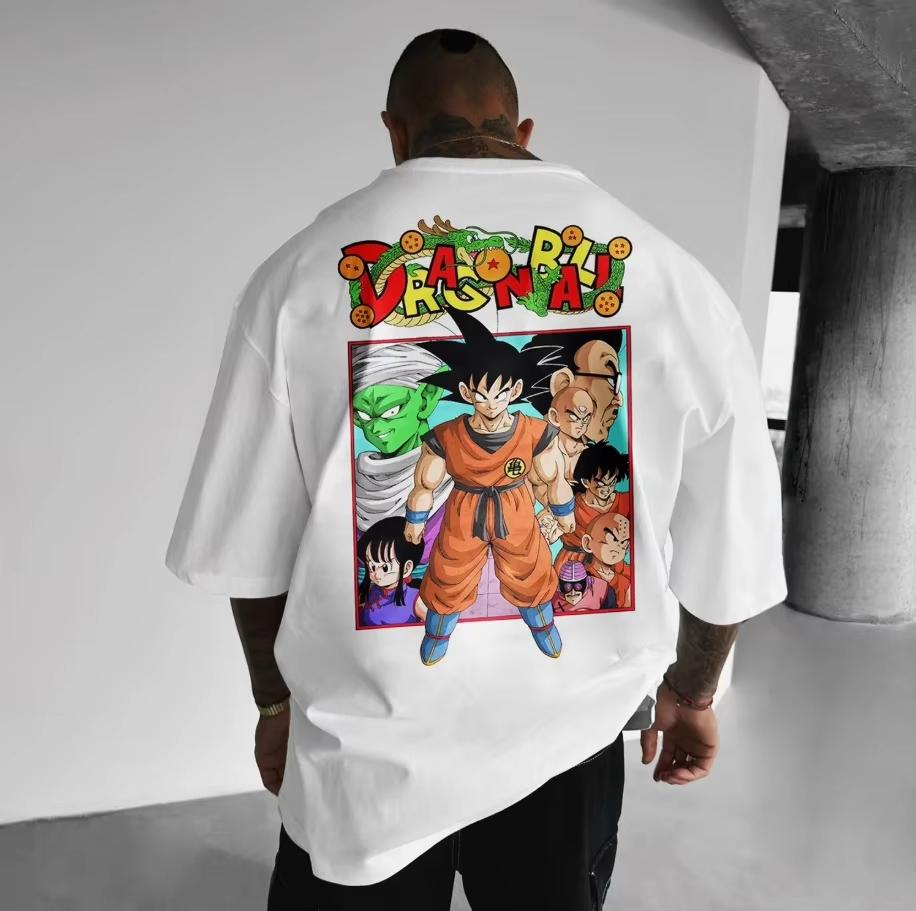 2026 новая японская ретро футболка с принтом Dragon Ball Super Saiyan, мультяшная анимация, короткий рукав, персонализированный свободный дизайн