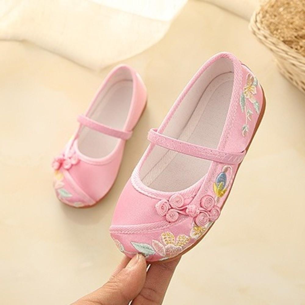 Износостойкие детские туфли Ханьфу с плоской подошвой, мягкая подошва, обувь для переодевания в стиле древних, для танцевального класса