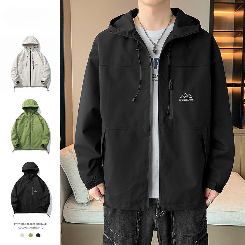 Куртка с капюшоном, мужская, весенне-осенняя, свободная, универсальная, ветрозащитная, куртка для активного отдыха, повседневная, студенческая, куртка-карго