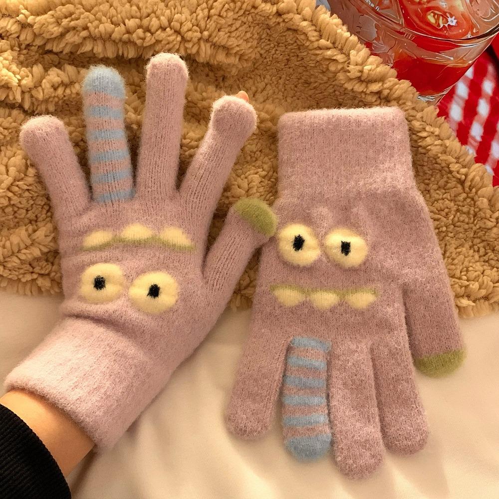 Cartoon Plush Winter Gloves Thickened Five Finger Gloves Fashion Warm Gloves Women Girls