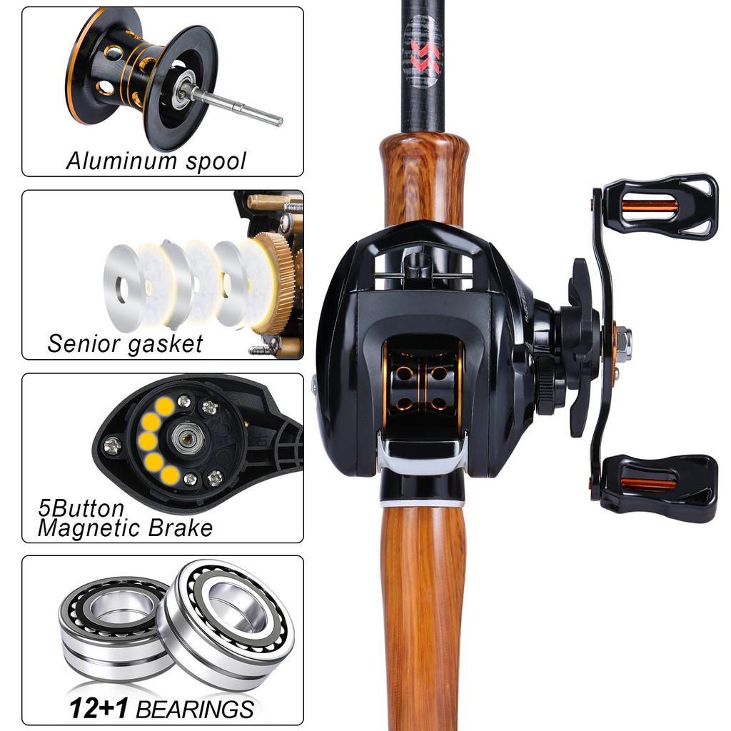 SOUGAYILANG Рыболовный набор, спиннинг, литейная удочка с спиннинговой катушкой, катушка для приманки, полный набор, сумка-переноска, приманка для лески