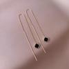 Korean Fashion Long Tassel Drop Earrings For Women Temperament Black Geometric Ear Line Dangle Earrings Girls Party Jewelry