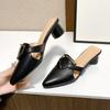 High Heel Pointed Half Tug Women's Spring New Fashion Outwear Style Baotou Slippers Thick Heel Muller Shoes