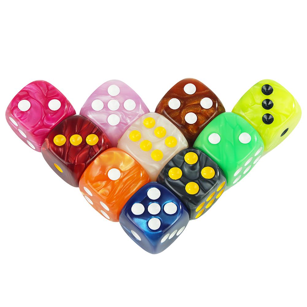 16MM Round Corner Game Dice Set 6-Sided Marble Acrylic Dices for Tabletop Game Gambling Entertainment Party