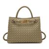 Vintage Woven Rope Buckle Tote: Large Capacity, Multi-Style Women's Handbag, Shoulder & Crossbody Bag.