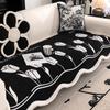 Irregular Shaped Sofa Cushion with Chenille Winter Fur Edge, New High-end Straight Lined Leather Sofa Cover Cloth Towel