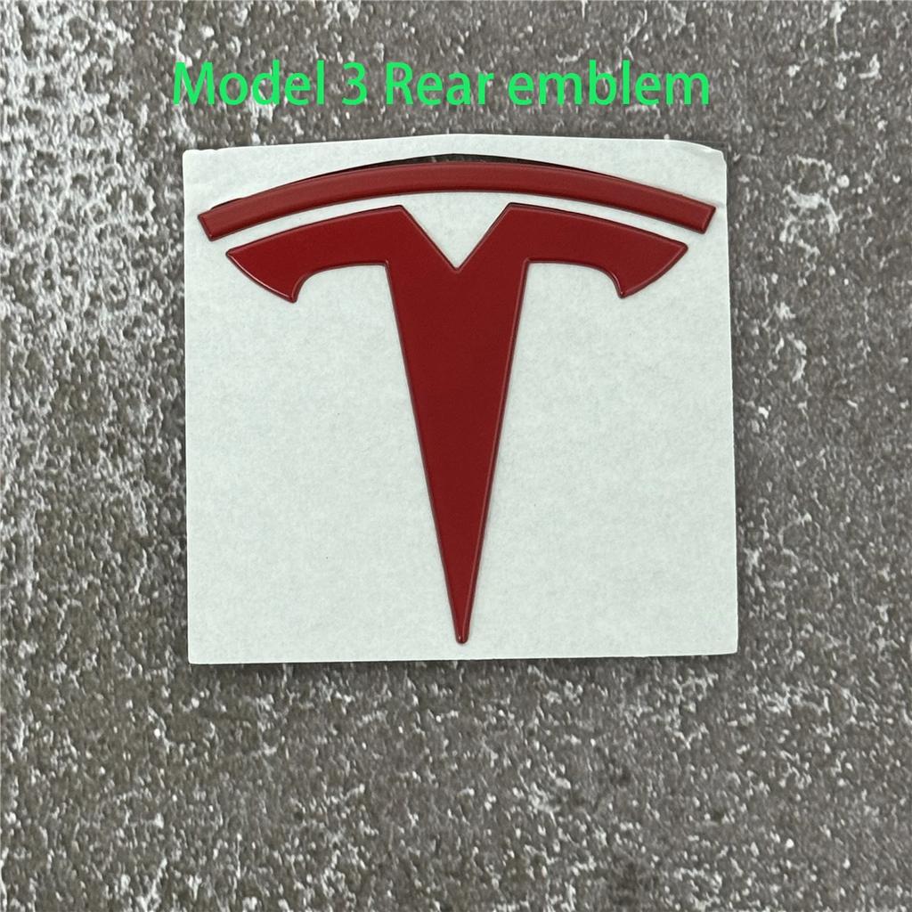 EPYFH1 Front Bumper or Rear Trunk Logo for Tesla Replacement Kit Model 3/Y - Metal Blackened Logo Emblem Car Exterior Decoration Parts