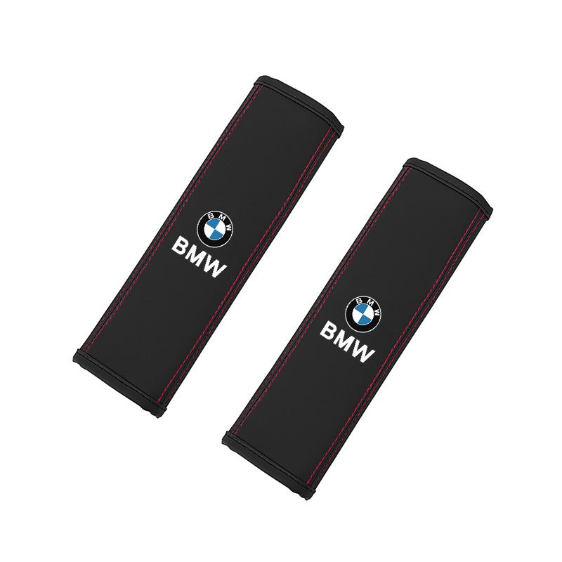BERV3 2Pcs Car Leather Seat Belt Covers Car Interior Accessories Sticker For BMW X1 X2 X3 X5 X4 X6 X7 iX3 F20 F10 F07 E70 E46 E90 E92