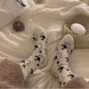 Cow Print Mink Plush Socks For Women Girl Mid Tube Stockings Warm Coral Velvet Sleep Floor Sock Winter Thermal Slipper Funny Sox