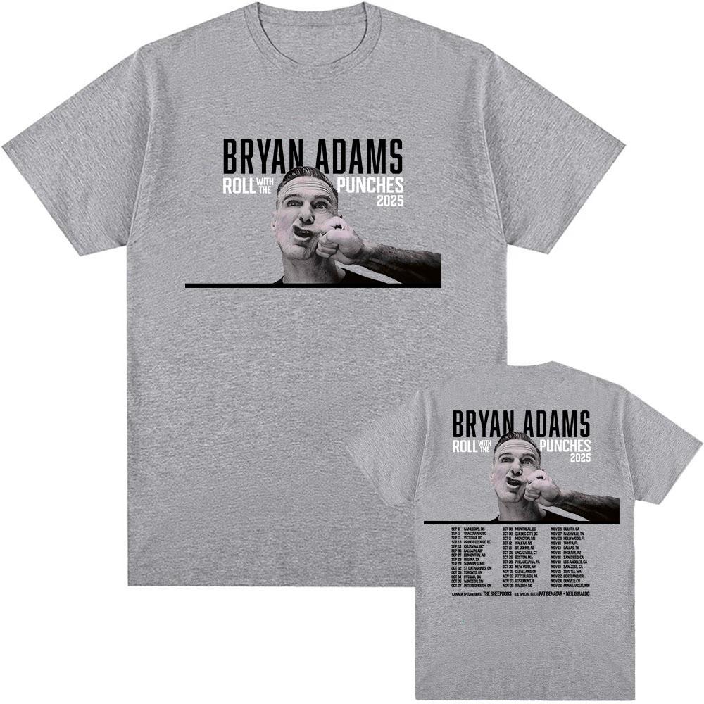 ROLL WITH THE PUNCHES TOUR 2025 Tshirt BRYAN ADAMS Singer Graphic Tshirts Cotton Summer Unisex Women T Shirt Oneck Unisex Clothes