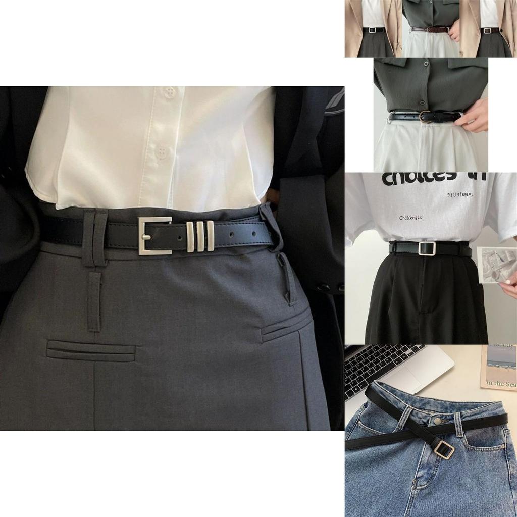 Винтажный черный женский ремень Легкий модный простой материал из ПУ для стильных нарядов