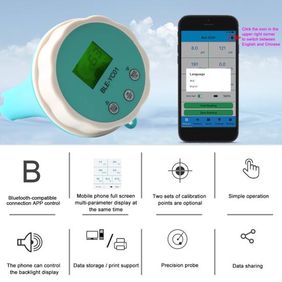 6-in-1 Smart Pool Water Tester Digital Display IP67 Waterproof Bluetooth-compatible