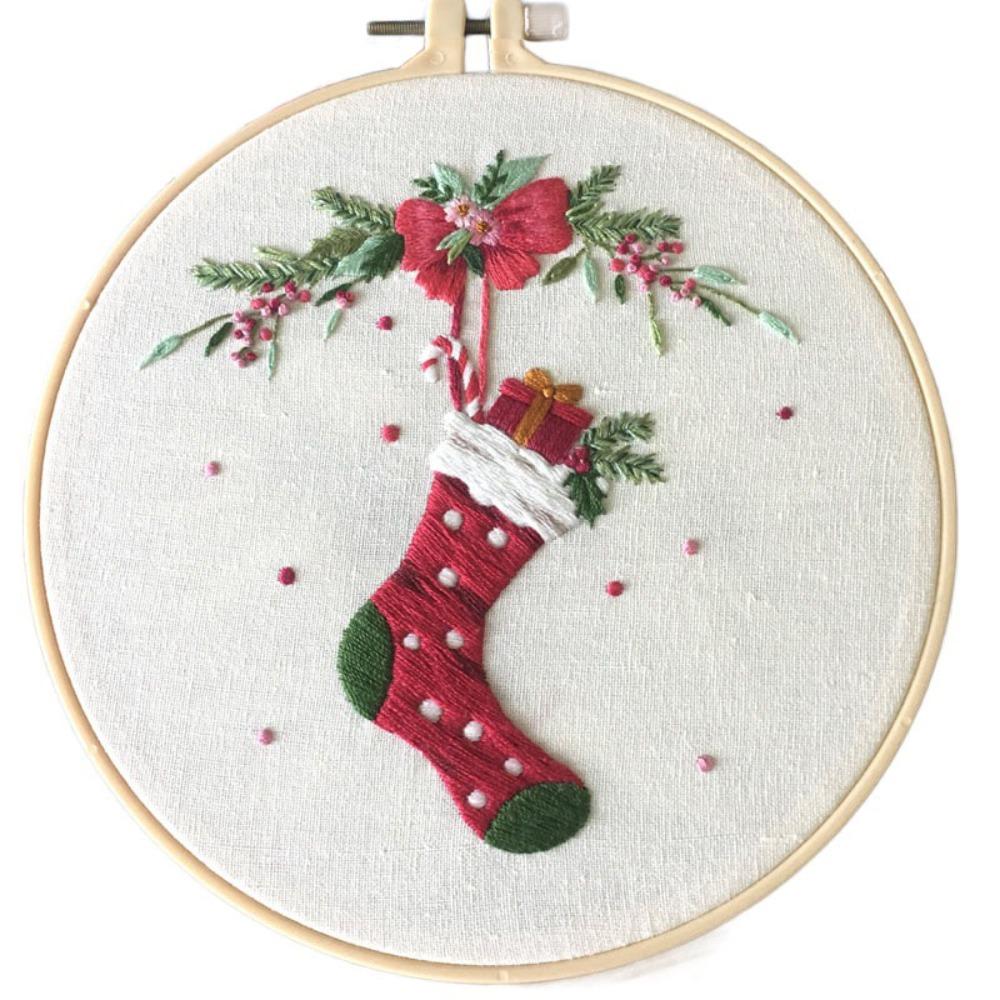 Elk Deer Cross Stitch Set Flower Garland Embroidery Set Christmas Embroidery Kit Beginner