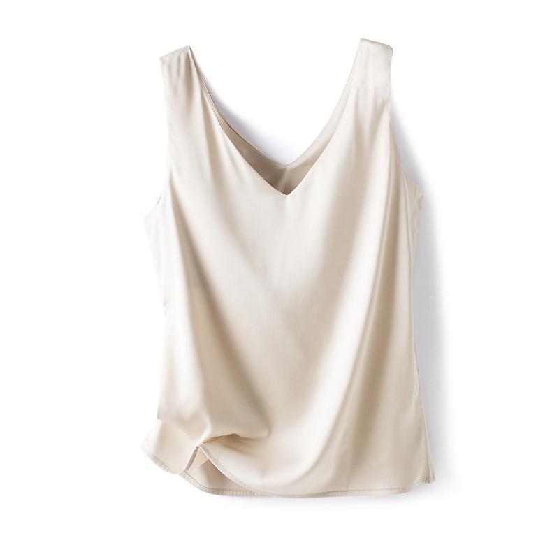 WTEMPO Женские блузки без рукавов с v-образным вырезом, элегантные шелковые атласные жилеты, женские летние 2023, повседневные свободные майки и майки, однотонные зеленые топы