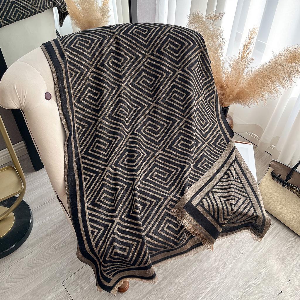 Весенне-осенний тонкий шарф Двусторонний шарф из имитации кашемира Женская шаль на четыре сезона Чувство стиля Теплый Универсальный