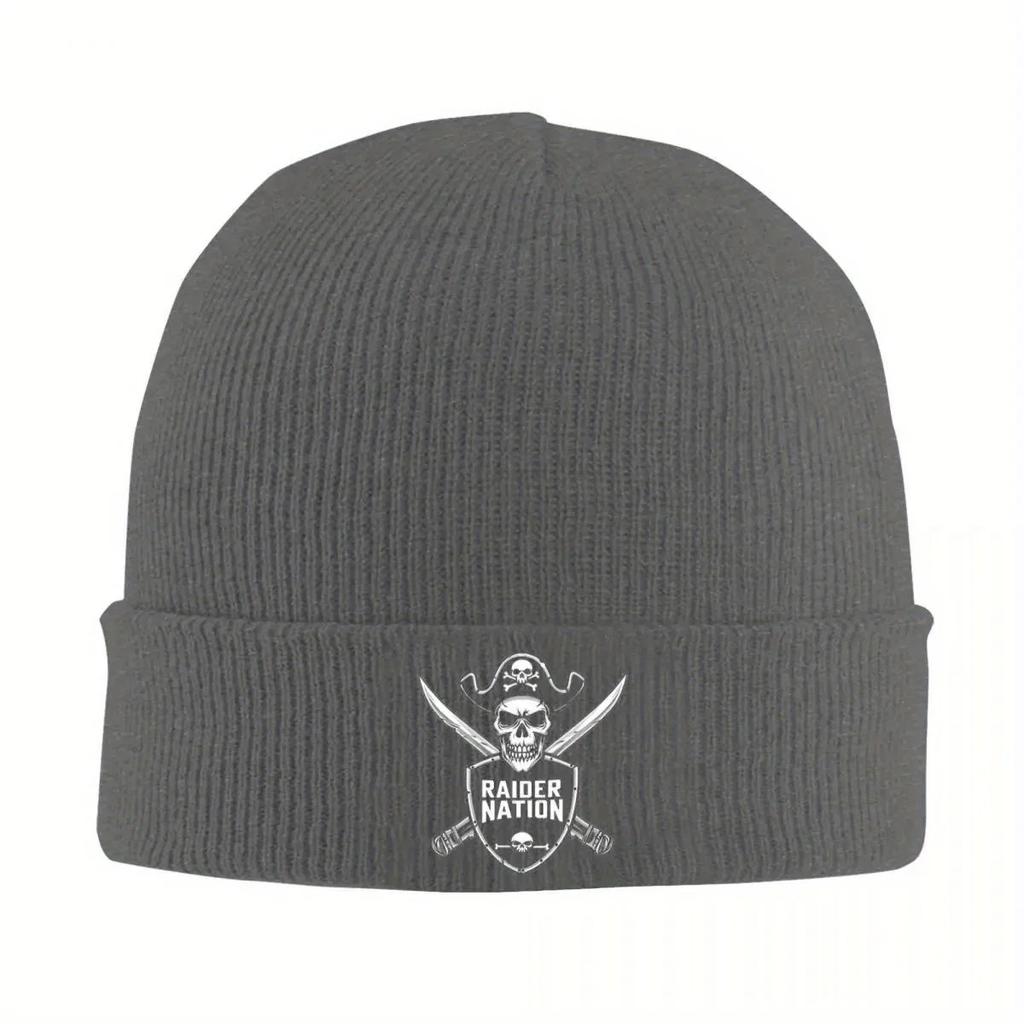 new Raider Nation Skull Shield Knitted Hat Beanie Winter Hats Warm Color Caps for Unisex Women Gift