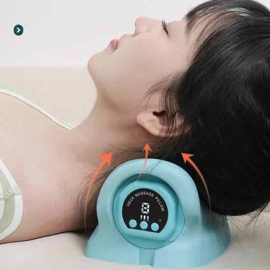 Multi-purpose Neck Massager Pillow Deep Tissue Neck Shoulder Pain Relief Relaxer Pillow Ergonomic Portable Heated Vibration Neck Stretcher Cervical