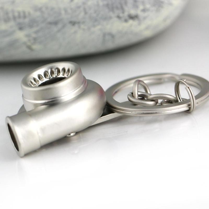 Car Auto Turbo Keychain Sleeve Spinning Turbine Turbocharger Key Chains Keyfob