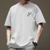 Summer T-shirt Men's Short Sleeved Loose Cotton Half Sleeved Ins Trendy Brand Handsome Five Quarter Sleeved T-shirt Men's Hong Kong Style Clothes