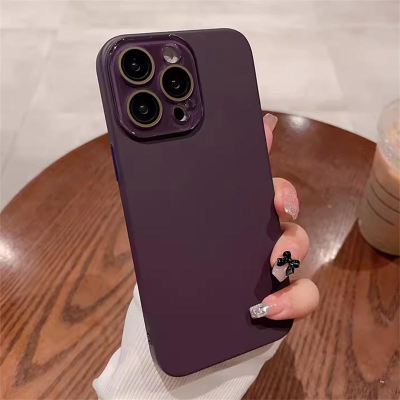 Простой приятный на ощупь матовый чехол с полной защитой объектива для iPhone 16 15 14 13 12 11 Pro Max Plus, жесткий ПК, противоударный