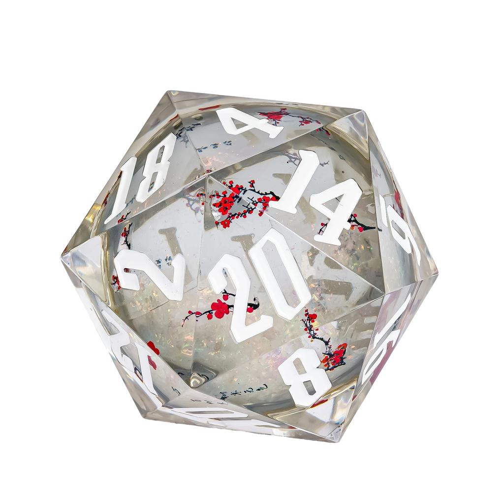 Cusdie 55MM D20 Кости с острыми гранями Наклейки «Слива» 20-гранные кости Песочные D20 Многогранные кости для RPG Настольной игры D&D Подарок