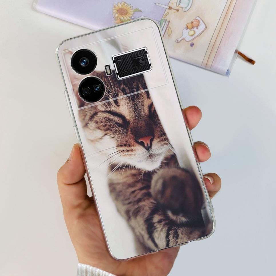 For Realme GT5 Case Clear Silicone Soft TPU Cover For OPPO Realme GT 5 RealmeGT5 Cases Flower Marble Jelly Bumper Coques