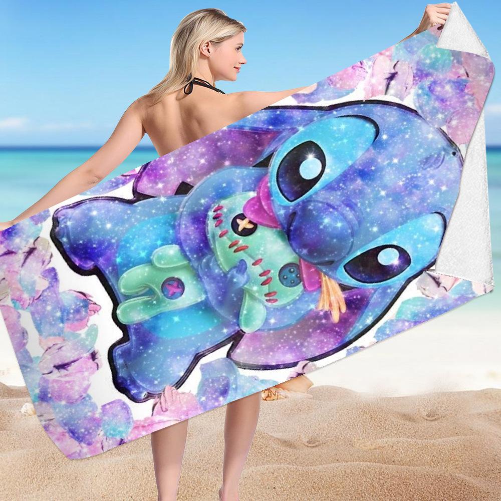 Stitch Zai Animation Beach Towel Microfiber Double-Sided Fleece Beach Towel Bath Towel Variety Square Towel Beach Towel