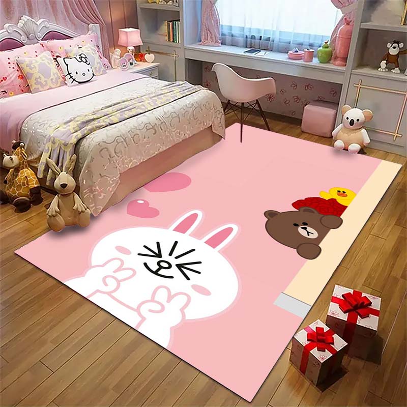 Non-slip decorative rug, cute cartoon welcome mat, Line Friends series pattern, a gift for friends and family.