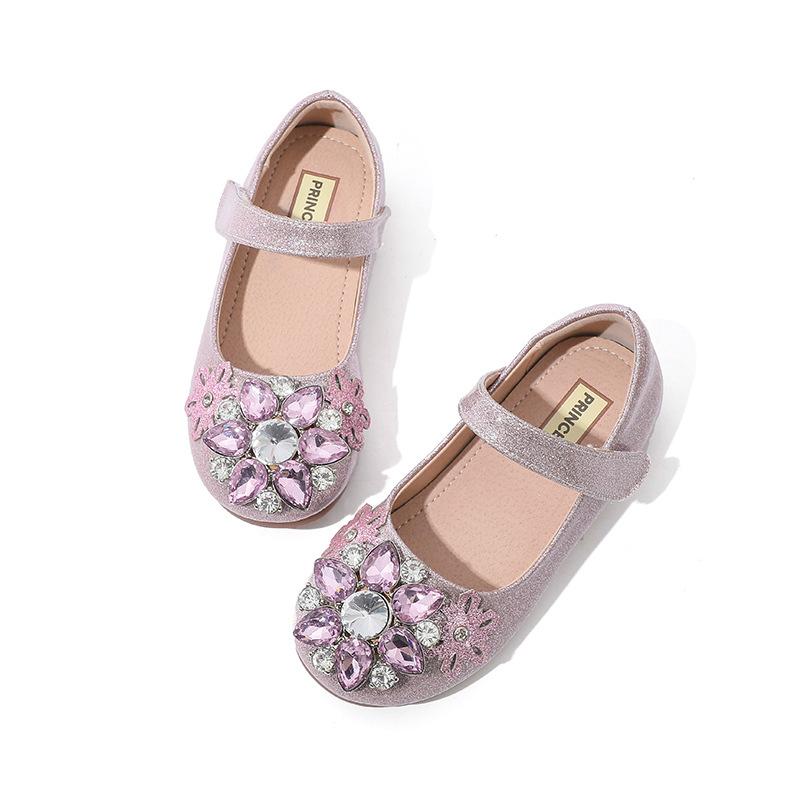 Обувь для девочек принцессы Детские кожаные туфли Ботинки с кристаллами Туфли для маленьких девочек