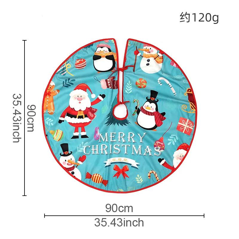 90CM Round Christmas Tree Skirt Elk Snowman Mat Christmas Decoration Parlor Carpet Home Decorations Christmas Tree Foot