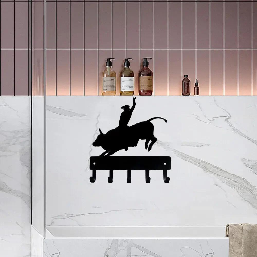 1pc Hook Bull Rider Key Rack Hanger 6 Inch Wide Brand Metal Wall Hook High QualityLiving Room Decoration Bathroom Accessories