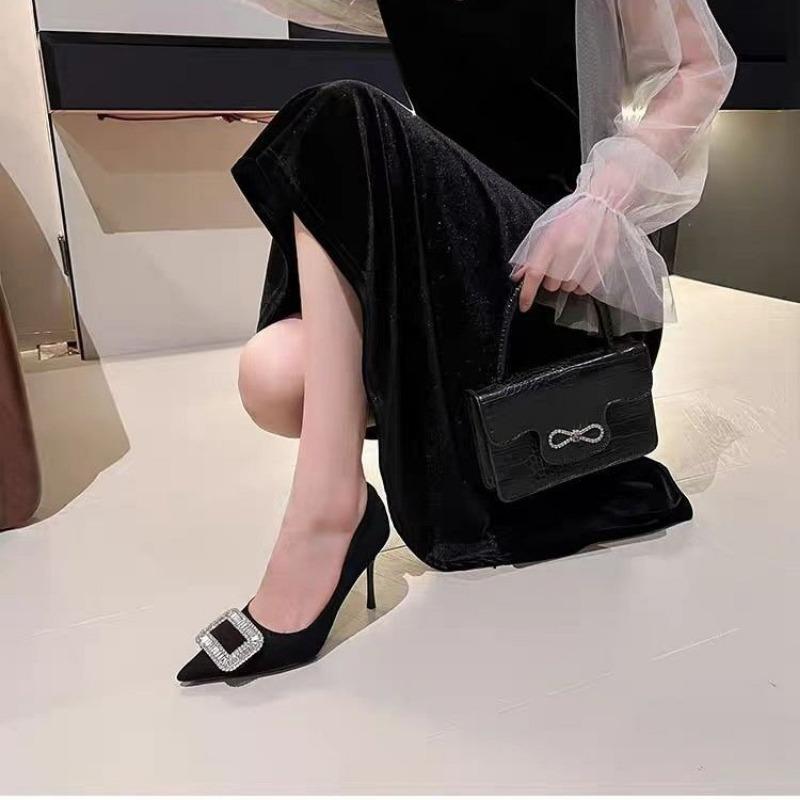 Дизайнерская осенняя металлическая декорация, хрустальный острый носок, туфли стриптизерши на высоком каблуке 6/8 см, обувь для вечеринки и выпускного вечера, каблуки, женская обувь