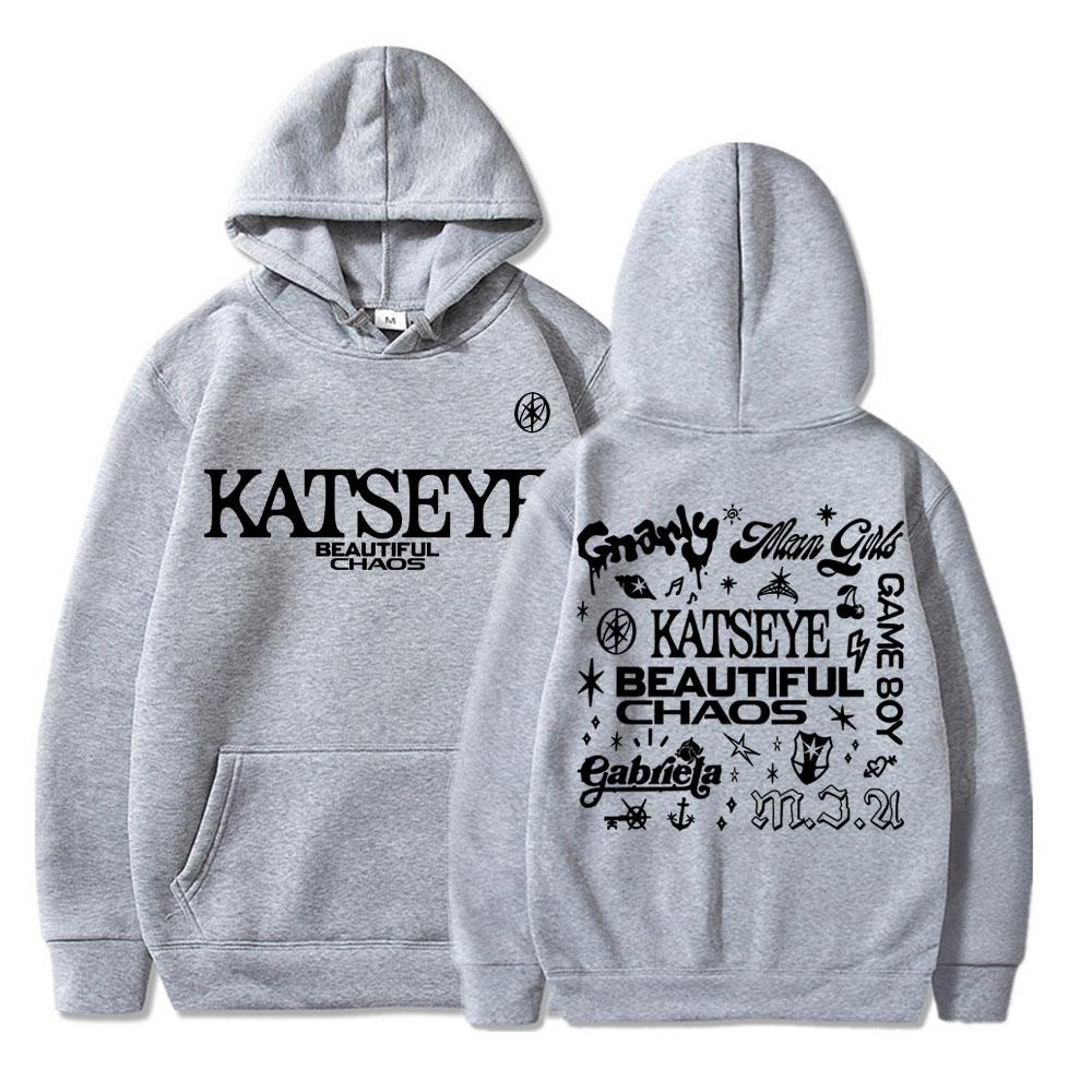 Katseye Beautiful Chaos Худи для тура по альбому Мода Ретро Харадзюку Мужские Женские Спортивная одежда Флис Большого размера Спортивный костюм Уличная одежда