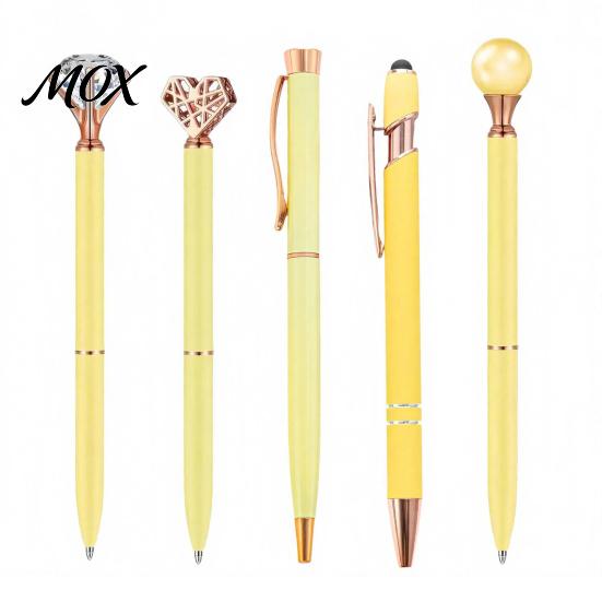 Sparkling Crystal Office Pen 5PCS Metal Diamond Ballpoint Pens, with Rhinestone Decor, Flowing Glitter Writing Tool Smooth Press Mechanism Pen,