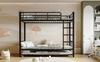 Iron Bed, Bunk Bed, Suitable for Children and Teenagers, with Pull-Out Bed, Four Side Rails on the Upper Bed, Iron, Black, 90x200cm&90x190cm