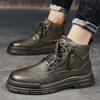 Autumn New Less High-top Leather Martin Boots Men's Outdoor Thick-soled Lace-up Tooling Boots Locomotive Boots