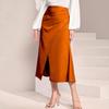 High-Waist Women Skirt Solid Color All-Match Style Pleated Skirt Slimming Design