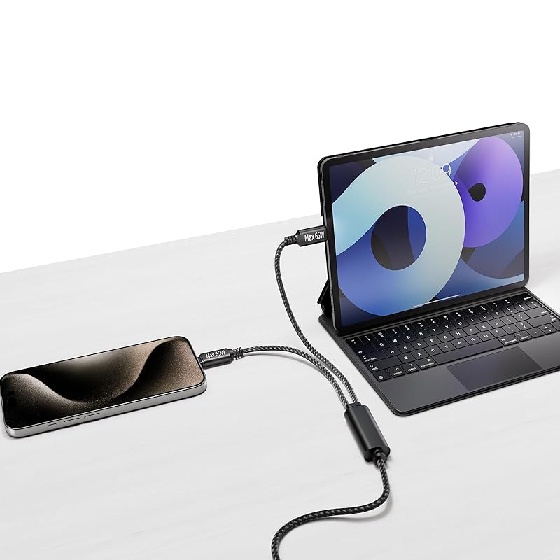 2in1 1.5M USB C To Cable PD Quick Charging 120W/6A Type C Cable Type C Charging Cable iPhone 15, MacBook , iPad, Xperia, Galaxy , Compatible with Type