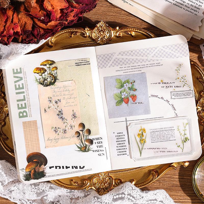 Радостная история природы: Набор наклеек «Ретро-растения» — 60 креативных элементов для детских блокнотов