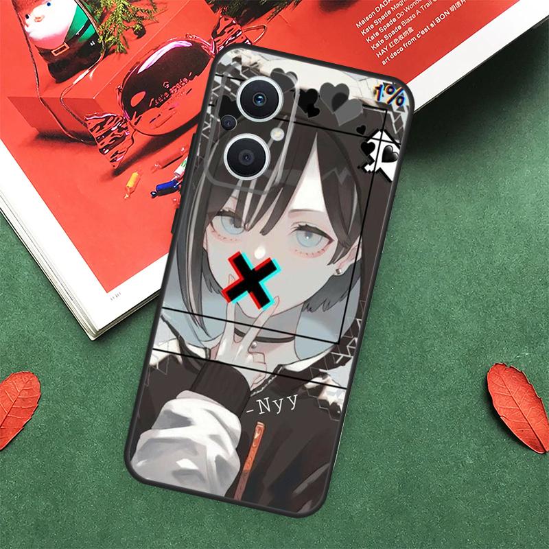 Милый Чехол-Анимация Глитч Девочка Для OPPO Reno 13F 14F 12F 11F 12 11 10 14 Pro 8T 8 Lite OPPO Find X9 X8 X6 X5 Pro Чехол