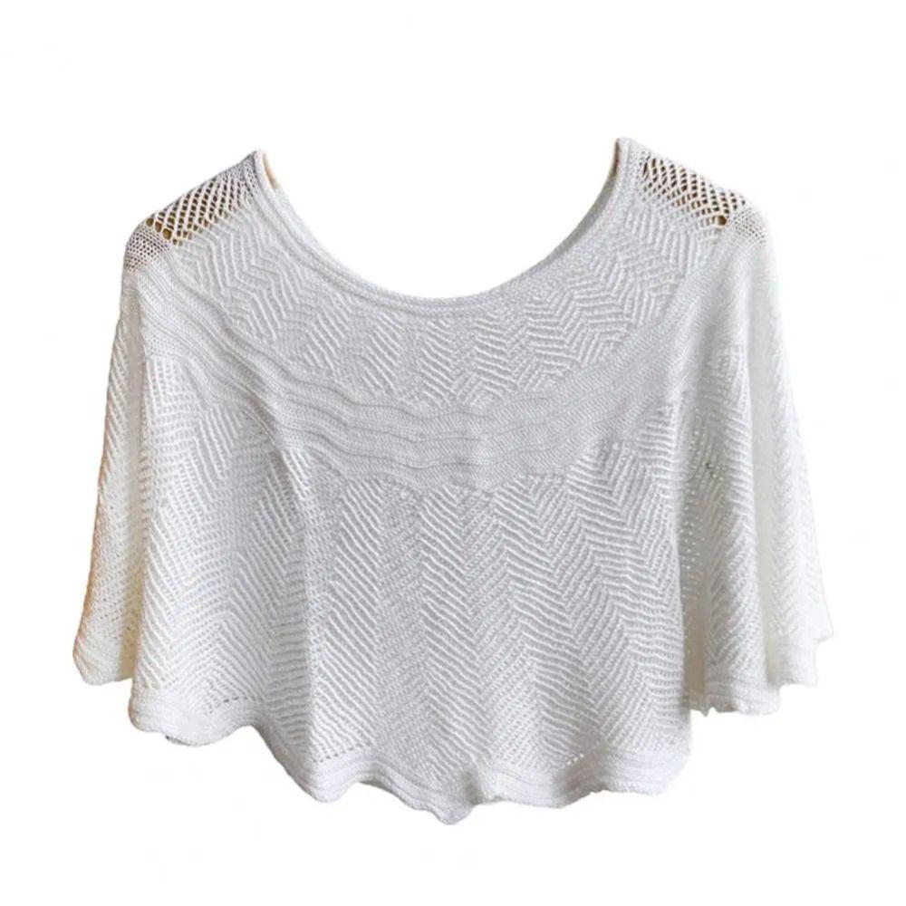 Breathable Knitted Shawl Solid Color Sunscreen Blouse Pullover Neck Guard Cloak Scarf Spring