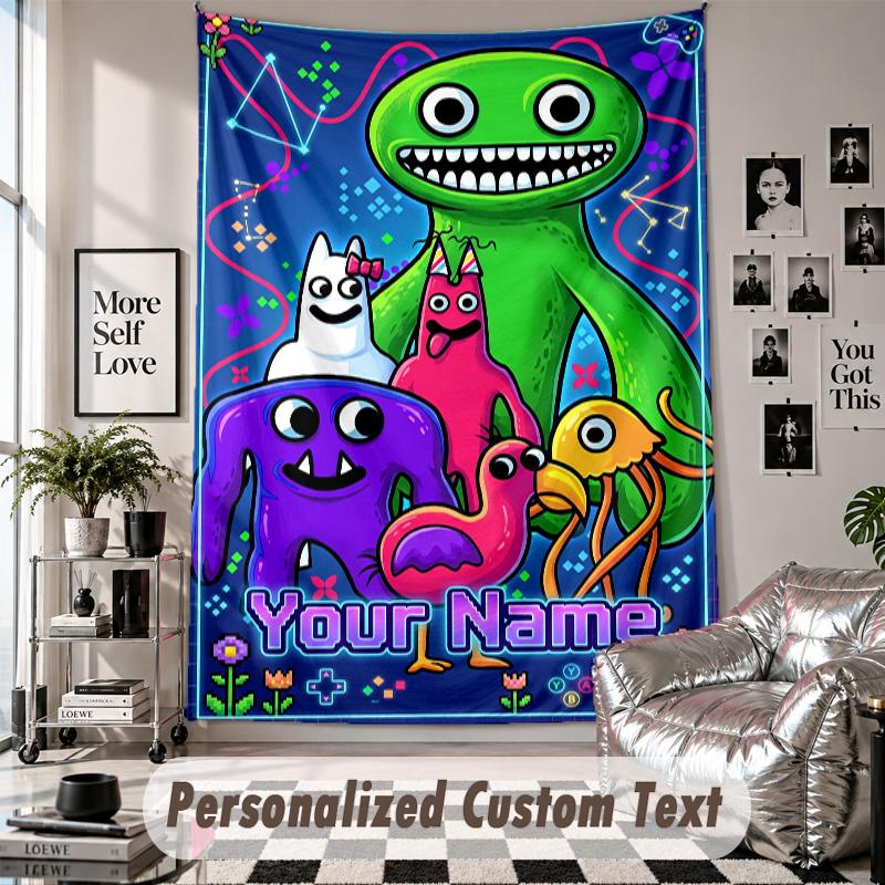 Wall Hanging Tapestry With Custom Name & Text, Garten of Banban Decorative Tapestry For Bedroom