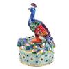Peacock Figurine Hinged Jewelry Storage Box Desktop Zine Alloy Decoration Ornament