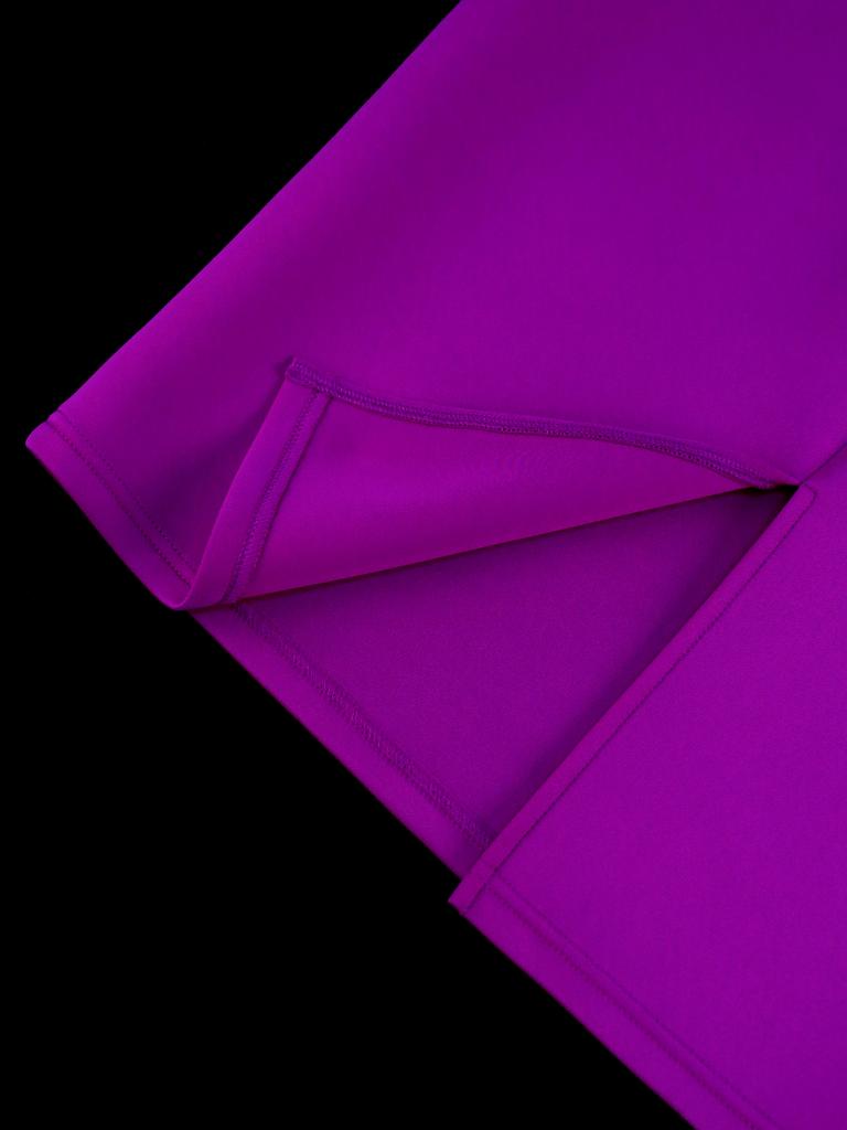 AOMEI Purple Midi Dresses Women O Neck Long See Through Sleeve Empire Evening Cocktail Party Dress