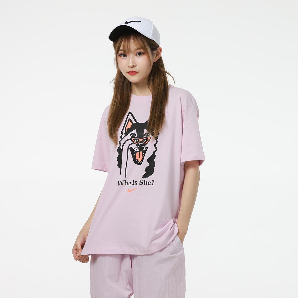Nike Casual Sport Husky Print Breathable Short Sleeve T-Shirt Women Tops Pink DJ1846-695