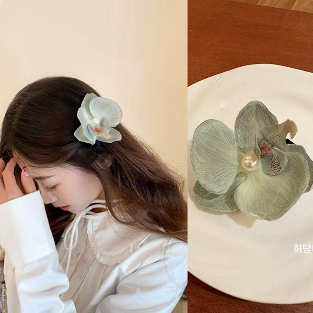 Ткань цветок орхидеи шпилька бабочка орхидея девушка заколка для волос простой цветок заколка для волос женщины