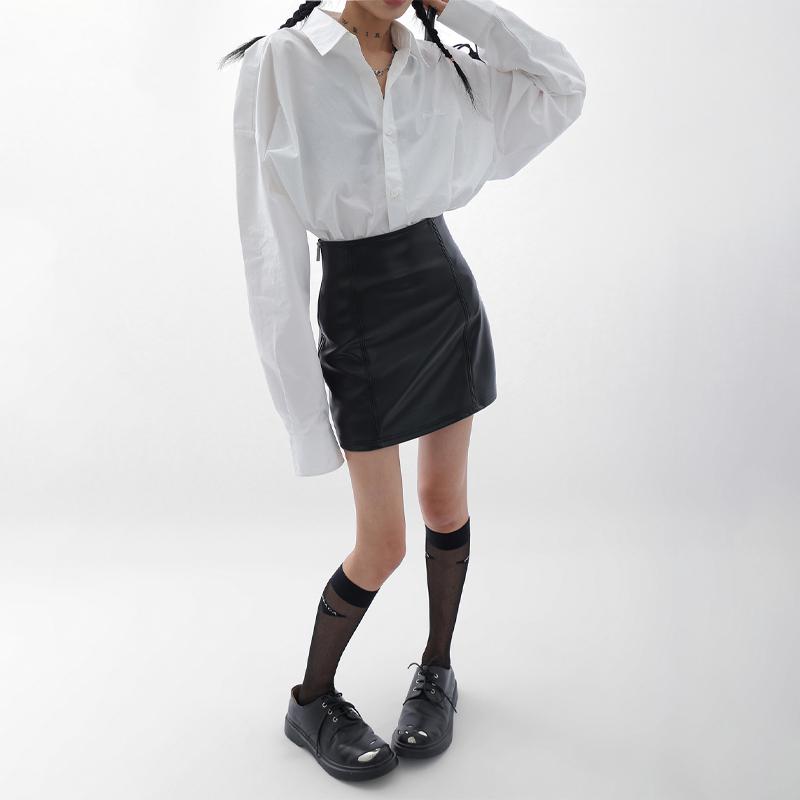 Черная мини-юбка из искусственной кожи, женская боковая молния с высокой талией, сексуальная посылка, хип-юбка Y2K, уличная мода