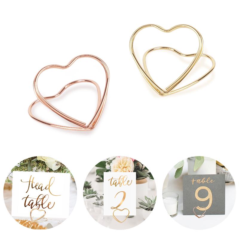10/20pcs Metal Place Card Holders Wedding Table Number Name Sign Birthday Party Decoration Supplies Heart Shape Photo Clip Stand