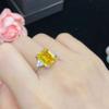 Gorgeous Women Wedding Opening Rings With Big Yellow Cubic Zirconia Noble Lady's Accessories For Party Gifts Vintage Jewelry